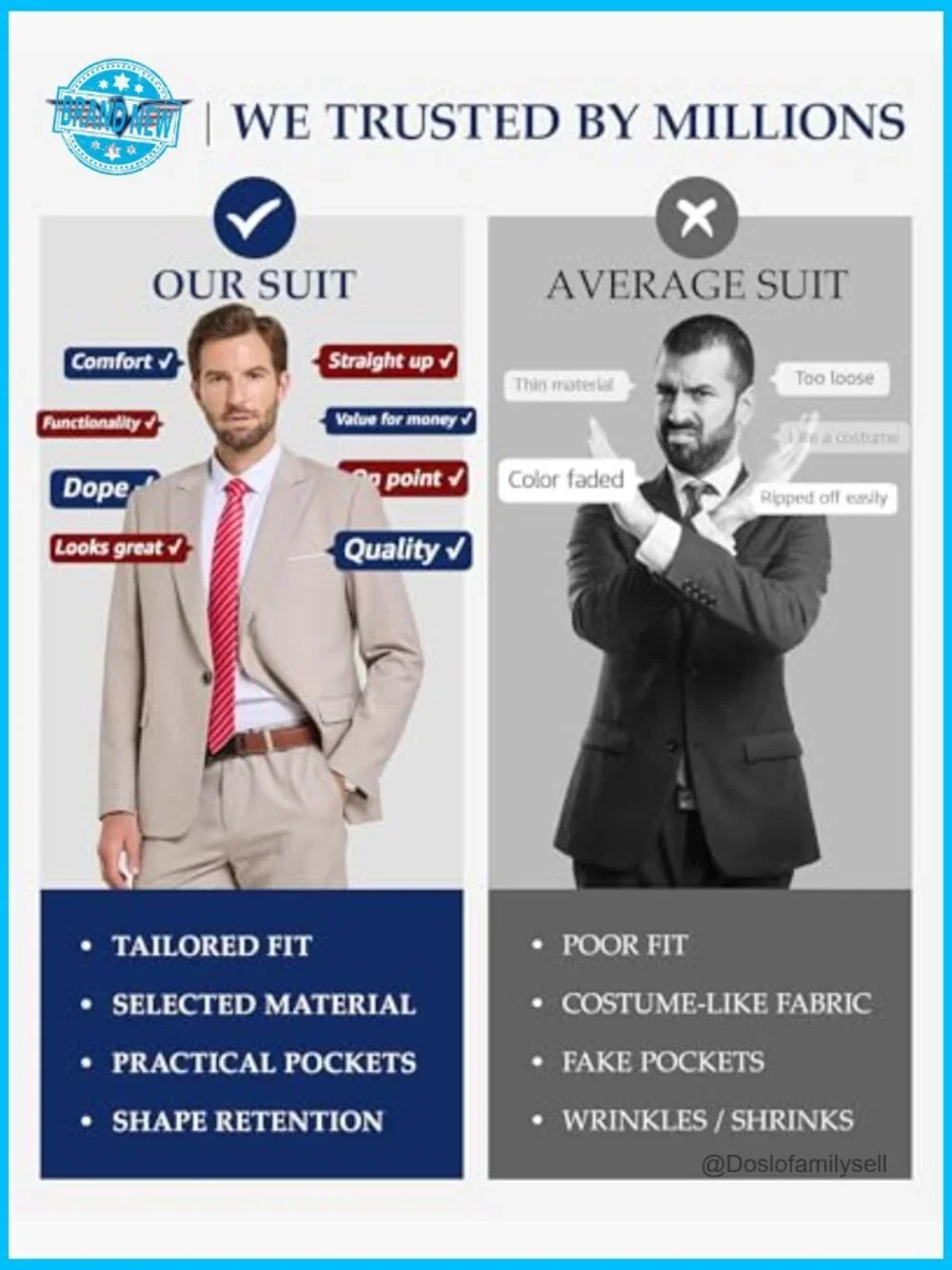 Slim Fit Suit Set Classic Elegant Business Wedding Prom Formal Wear